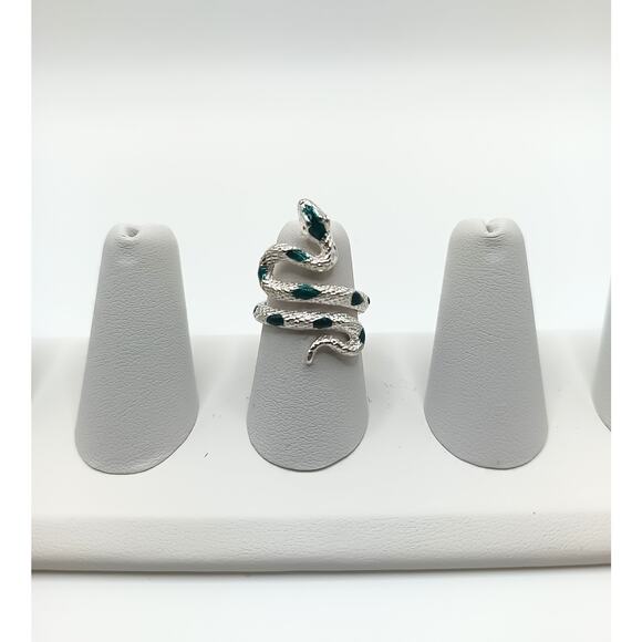 New Adjustable Green Enamel Snake Ring - Picture 1 of 4